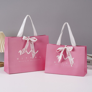 Borse Regalo di Lusso in Carta Rosa Personalizzate con Manici, Moderne e Durevoli, per Ragazze - Product Image 1