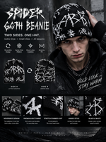 Bonnet réversible gothique tendance, bonnets d'hiver 2026, design chauve-souris et lettres tricotées, casquette unisexe streetwear