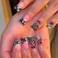 Venta al por mayor de fábrica: Set de uñas postizas hechas a mano para manos y pies, forma ataúd, acabado mate, uñas acrílicas reutilizables para uso diario.