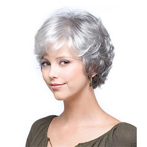 Peluca de Cabello Completo con Mecanismo, Estilo Celebridad, Rizos Cortos Voluminosos <span class=keywords><strong>Gris</strong></span> <span class=keywords><strong>Ceniza</strong></span> para Mujeres de Mediana Edad y Mayores, para Comercio Exterior - Product Image 5