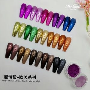 ผงกลิตเตอร์ตกแต่งเล็บ LIBO Magic Chrome Mirror Pigment รุ่นยุโรป 15 สี - Product Image 1