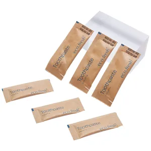 Vente en gros OEM Private Label 3g / 5g Compagnie Aérienne Voyage Jetable Ecologique Kraft Papier Sachet Dentifrice Pour Hôtel