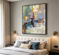 Peinture à l'huile abstraite multicolore sur toile, peinte à la main, à l'impasto épais, avec traces de pinceaux bruts superposées, teintes mélangées, art moderne texturé