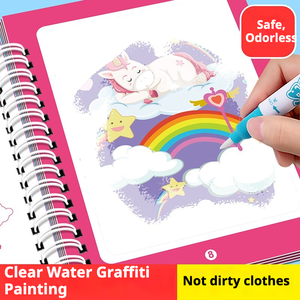 Libro de Dibujo con Agua para Niños, Bloc de Dibujo sin Manchas, Libro de Pegatinas, Papel que Revela el Color, Juguete para Bebés (Versión en Inglés) - Product Image 2