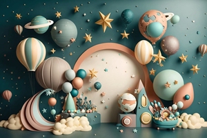 Fondo para fotografía globos caballos de madera Parque de Atracciones decoración recién nacido bebé cumpleaños foto de fondo - Product Image 4