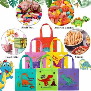 Sacs non tissés personnalisables pour cadeaux, bonbons, décorations d'anniversaire dinosaures, pour filles, garçons, enfants, écologiques, avec logo imprimable - Product Image 3