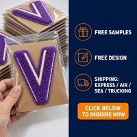 Patch brodé en chenille 3D en relief violet crème, lettre de 5 pouces, thermocollant pour chapeaux, casquettes, vestes universitaires, motif floral personnalisé