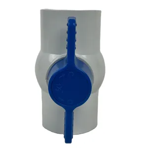 [SWD001] Hochwertiges DN20 PVC Kompaktes Kugelventil blauer Griff und weißer Körper