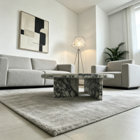 Moderner Runder Calacatta Viola Marmor-Couchtisch Niedriger T-förmiger Sockel Wohnzimmer Luxus Natürlicher Maßgefertigter Beistelltisch