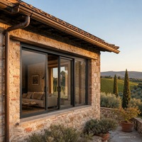 Ventana de Guillotina de Aluminio con Rotura de Puente Térmico y Gran Vista, Triple Acristalamiento, Insonorizada, para Residencias de Alta Gama