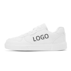 Chaussures de skate personnalisées pour adolescents, mode, lacets, imperméables, blanches, en PU, chaussures de skate décontractées pour hommes - Product Image 1