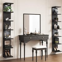 Étagères flottantes noires, décoration murale, étagère murale à 7 niveaux avec éclairage LED, étagère pour l'organisation de la maison