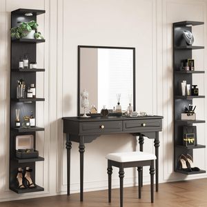 <strong>Floating</strong> <strong>Shelves</strong> <strong>Black</strong> Wall Decor 7 Tier Wall <strong>Shelf</strong> Unit with LED Lights Lack <strong>Shelf</strong> for Home Organizer - Product Image 3