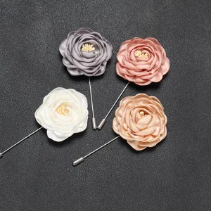 Fabric Flower Pins Design Handmade Boutonniere Lapel Tie Pins And Brooches Suit Fabric Brooches For Men Male Decoration