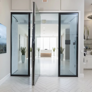 Portes pivotantes élégantes en aluminium, portes <span class=keywords><strong>d</strong></span>'<span class=keywords><strong>entrée</strong></span> extérieures modernes, coupe-vent et insonorisées pour villas <span class=keywords><strong>de</strong></span> luxe, hôtels, résidences et commerces - Product Image 1