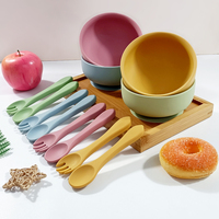 Offre Spéciale – Bol de Repas en Silicone de Qualité Alimentaire pour Nouveau-né, Matériau Écologique, Compatible Micro-ondes, Ustensiles de Repas pour Bébé, Fourchette-cuillère Lavable
