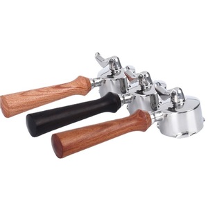 Poignée de machine à café 51 mm en bois massif, acier inoxydable 304, double bec verseur, pour machine à expresso - Product Image 3