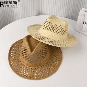 Bán Buôn Mùa Hè Sombrero Bãi Biển Phụ Nữ Người Đàn Ông Fedora Mũ Thanh Lịch Đồng Bằng Mặt Trời Biểu Tượng Tùy Chỉnh Giấy Panama Mũ Rơm - Product Image 2