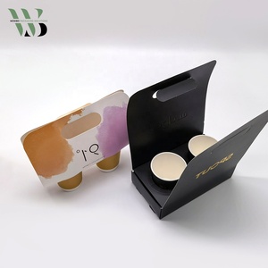Logo personnalisé jetable à emporter deux porte-gobelets en papier carton pour boisson et café avec poignée - Product Image 4