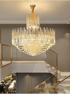 Luminaire suspendu en cristal à trois couches, design moderne, boule de cristal K9 ronde, pour hôtel et maison - Product Image 5