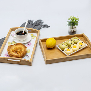 Plateau de service en bambou avec poignées 33x22x5cm pour collations, fruits, thé, usage domestique ou hôtelier, couleur unie, nouveau style chinois - Product Image 2