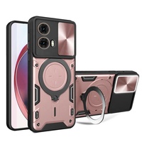 Pour Motorola Moto G85 5G étui robuste de qualité militaire objectif de caméra coulissant protéger cercle anneau béquille voiture montage téléphone couverture arrière