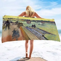 Serviette de plage personnalisée avec logo Van Gogh, tissu et design sur mesure pour cadeau