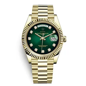 LGXIGE LM021B นาฬิกาควอทซ์สำหรับเด็กผู้ชายสีเขียวสุดหรูสายเหล็กหน้าจอแสดงวันที่กันน้ำเรียบง่ายดีไซน์นาฬิกาลำลอง