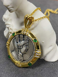 Colliers Pendentifs de Bijoux Fins en Argent Sterling 925 Plaqué Or avec Zircon et Pièces de Monnaie Vintage, Élégants et Délicats, pour Fiançailles, pour Dropshipping - Product Image 5