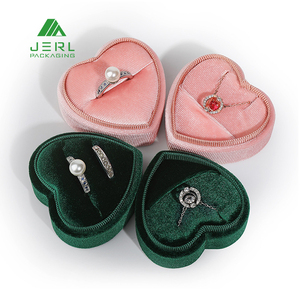 Double Ring velvet heart pair ring boxes