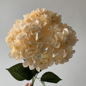 L-283 <span class=keywords><strong>Champagne</strong></span> 5 Têtes <span class=keywords><strong>de</strong></span> fleurs d'hortensia artificielles modernes et réalistes en soie douce, faites à la main, pour arche <span class=keywords><strong>de</strong></span> mariage, maison, hôtel - Product Image 1