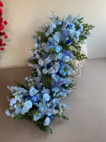 Cascade de roses blanches artificielles, décoration d'allée de mariage, arrangement floral long pour centre de table de banquet d'hôtel