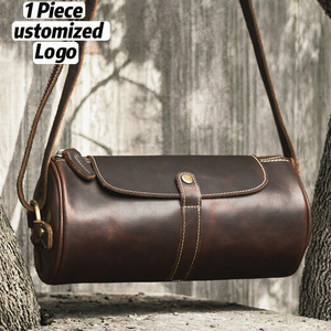 Sac messager cylindrique vintage en cuir Crazy Horse, grande capacité, étanche, idéal pour les voyages et le travail – Nouveauté 2026, vente chaude - Product Image 3