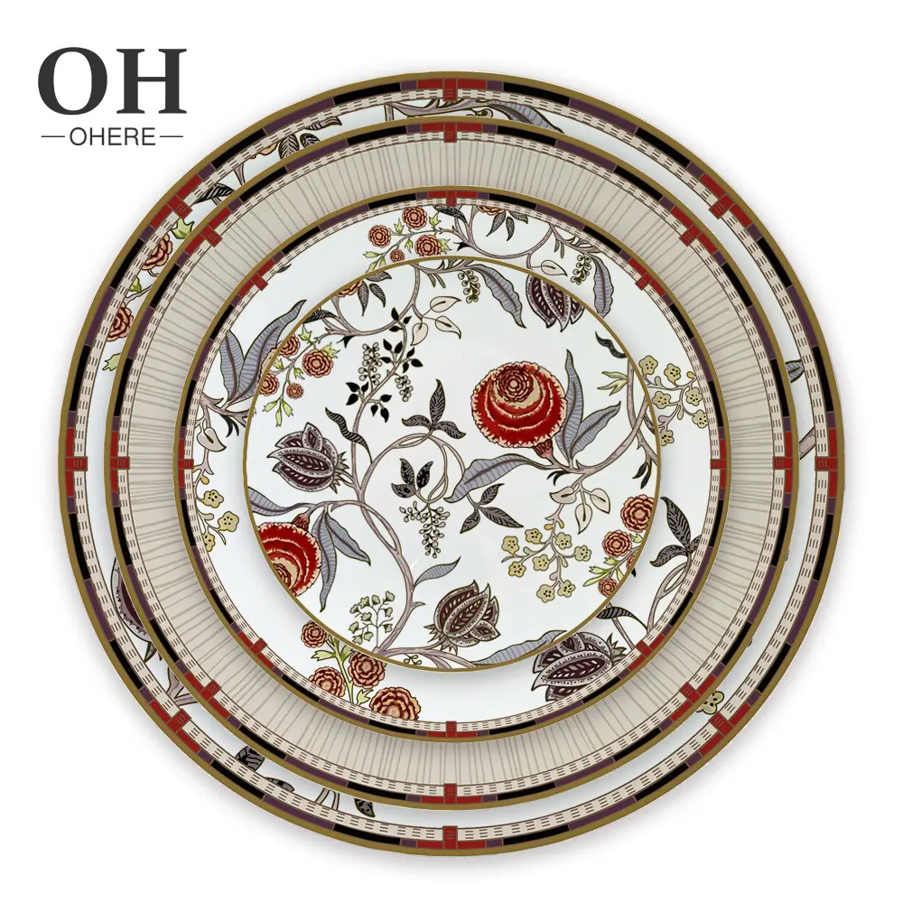 Conjunto decorativo para jantar, conjunto decorativo com 4 peças de pratos de girassol vermelho