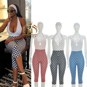 Nouvelle Combinaison Tendance Femme Été à Pois avec <span class=keywords><strong>Bandeau</strong></span> + Body <span class=keywords><strong>Dos</strong></span> <span class=keywords><strong>Nu</strong></span> Sexy Moulant Combinaison Courte Femme Sexy - Product Image 1