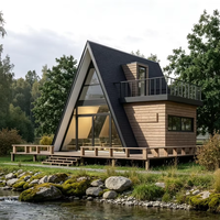 Maison préfabriquée triangulaire de haute qualité avec cadre personnalisé, duplex, cabane de glamping, balcon, mur entièrement vitré, villa de villégiature européenne