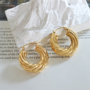 High End Jewelry Stainless Steel Ear <b>Clip</b> Earring Gold Plated Hoop Earring - Product Image 5