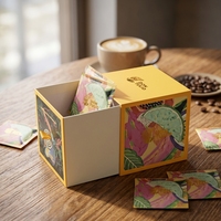 Boîte cadeau rigide personnalisée pour café de spécialité, avec couvercle coulissant, impression intégrale, logo doré, carton gris, pelliculage mat, OEM