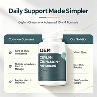 Cannelle de Ceylan en capsules végétariennes OEM sous marque privée, 240 gélules, formule 10-en-1, vente en gros pour distributeurs