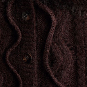 <span class=keywords><strong>Gilet</strong></span> in Maglia a Trecce con Collo in Pelliccia Sintetica <span class=keywords><strong>Marrone</strong></span> Scuro per <span class=keywords><strong>Donna</strong></span>, Look Casual alla Moda Wisrise - Product Image 5