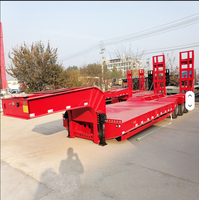 Semi-remorque surbaissée en acier robuste personnalisable, certifiée Chine, prix usine, capacité de charge 30-100T, 2/3/4 essieux