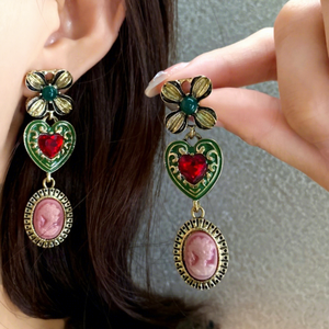 Collier Vintage en Cuivre et Pierre Naturelle Fleur d'Amour pour Femme, Chaîne de Clavicule Rétro Élégante, Luxe Léger, Haute Qualité, pour Soirée YWJW - Product Image 5