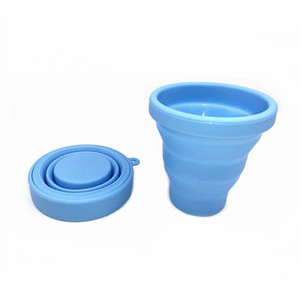 Wholesale <b>Reusable</b> Foldable Silicone Folding Rubber Drinking Collapsible Travel <b>Cup</b> with Lids - Product Image 4