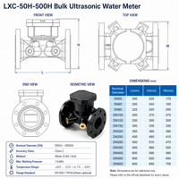 Compteur d'eau ultrasonique haute précision DN50 à DN500, IP68, LoRaWAN, alimenté par batterie, lecture à distance numérique