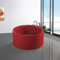 Baignoires rondes en acrylique bleu sur pied, baignoires rondes modernes en acrylique personnalisées
