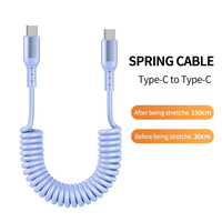 Kabel Data USB-C Tipe-C 5A Pengisian Cepat 1.5M, Dapat Ditarik, Sudut Kanan, Tembaga Murni untuk Mobil & Ponsel