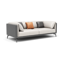 Ensemble de canapés carrés contemporains en similicuir avec fauteuil et ottoman – Mobilier de salon durable pour appartement et hôtel