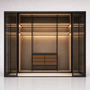 Dressing moderne de luxe pour chambre principale, solution tout-en-un pour toute la maison avec <span class=keywords><strong>porte</strong></span> vitrée et éclairage LED - Product Image 2