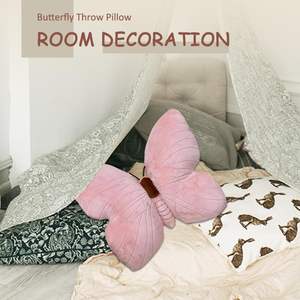 Bantal bentuk kupu-kupu boneka lembut bantal hewan dekoratif beludru mewah merah muda untuk teknik hidup anyaman tempat tidur sofa - Product Image 4