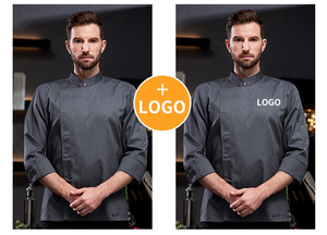 Chaqueta de Chef de manga larga para hombre 2024, uniforme de Chef negro transpirable cómodo, logotipo personalizado, Hotel, restaurante, cafetería, Chef, ropa, abrigo - Product Image 4